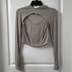 OFFLINE By Aerie Move-It Ribbed T-Shirt with Openwork and Hood